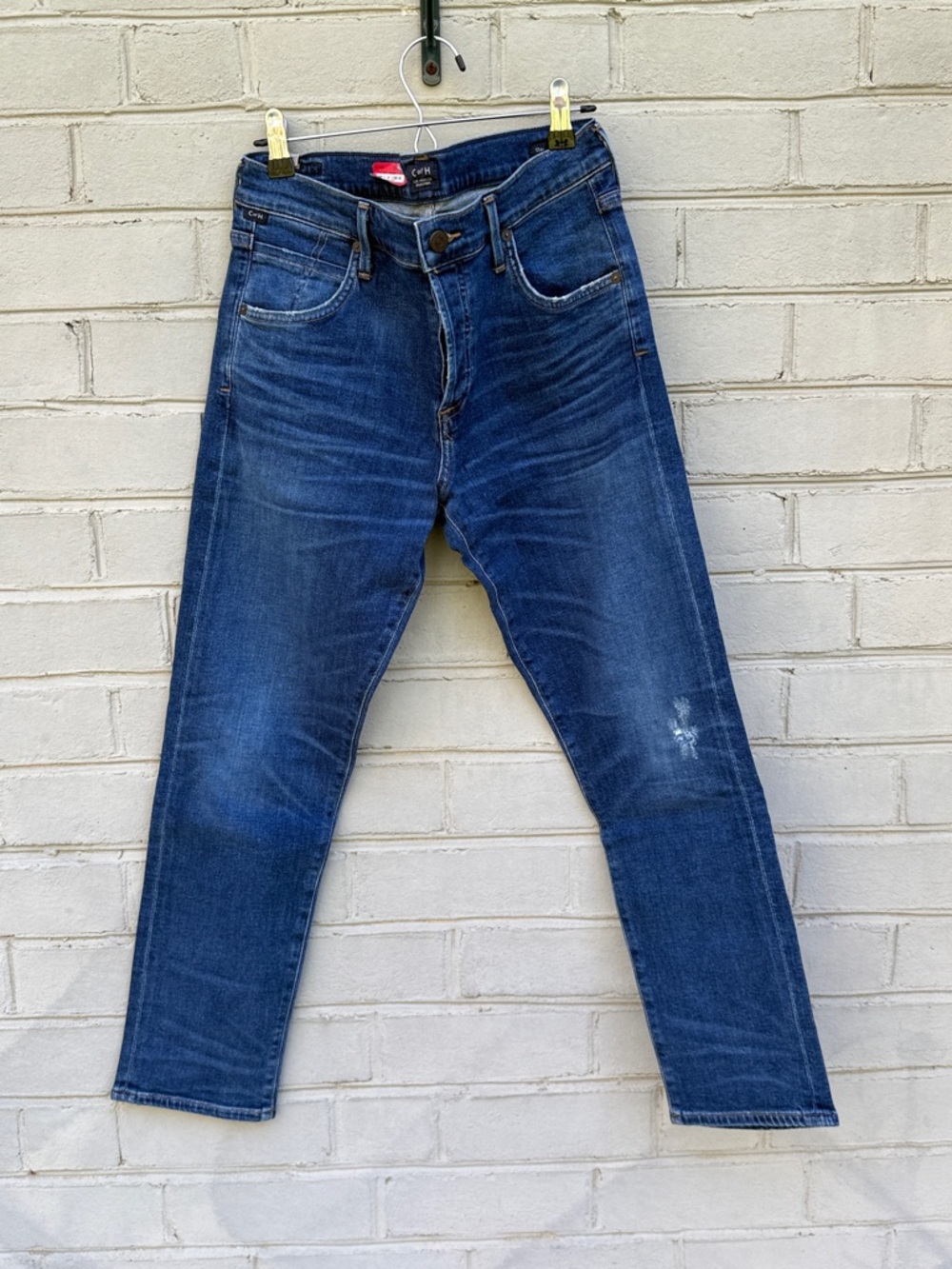NWT Citizens of Humanity Size 27 Elsa Mid-Rise Slim Fit Crop Blue Jean Buttonfly